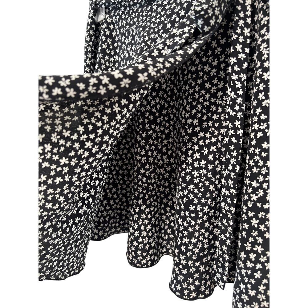 Sky & Sparrow Floral Wrap Skirt Women’s Medium Black White Mini A-Line Casual - Picture 5 of 7